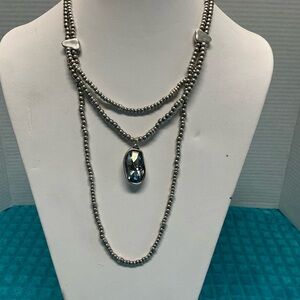 Authentic UNO de 50 MULTI STRAND NECKLACE W/BLUE CRYSTAL
